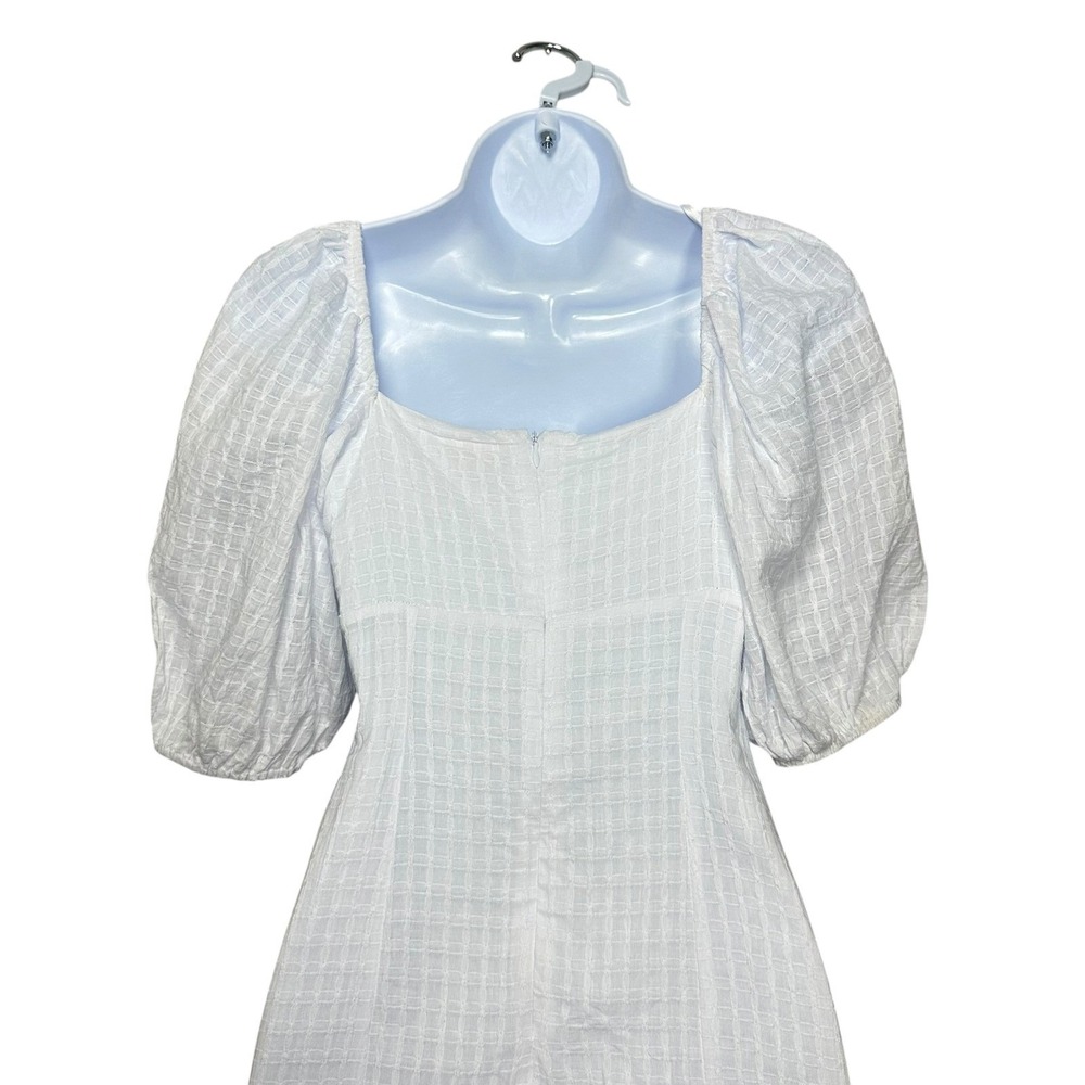 Showpo White Babydoll Mini Dress Puff Sleeves Square Neck‎ Milkmaid US Size 4 - Picture 7 of 13